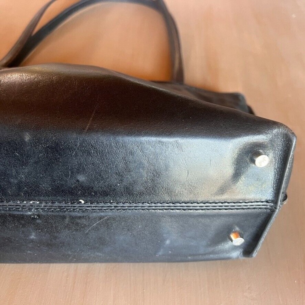 Vintage Original Monsac MW‎ Black Leather Handbag Elegant Timeless Purse Tote - Picture 7 of 16